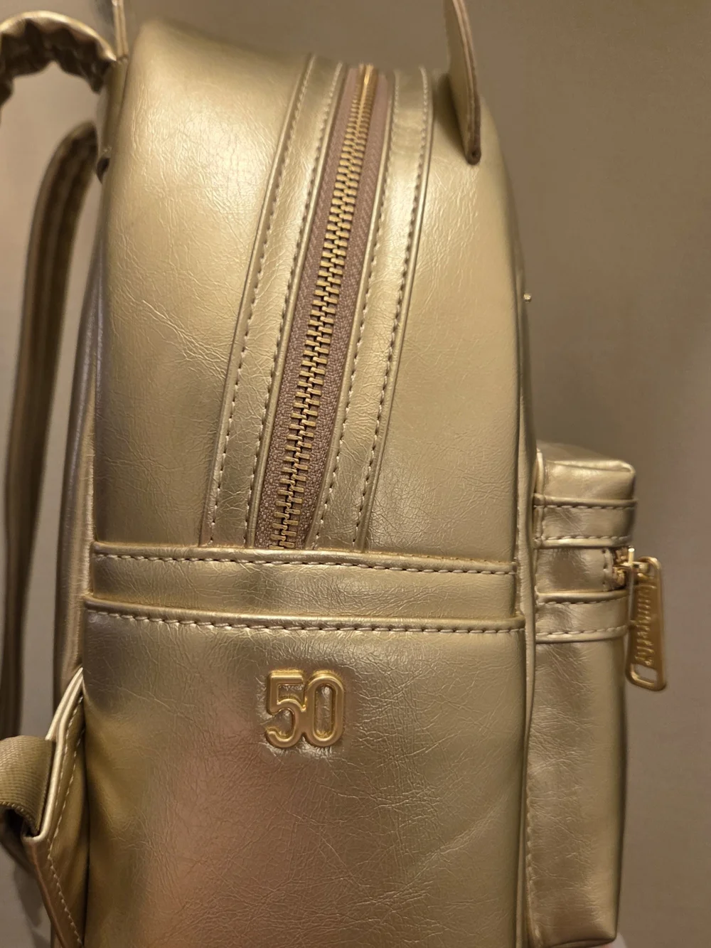 Loungefly 50th Anniversary Metallic Gold Hello Kitty Mini Backpack